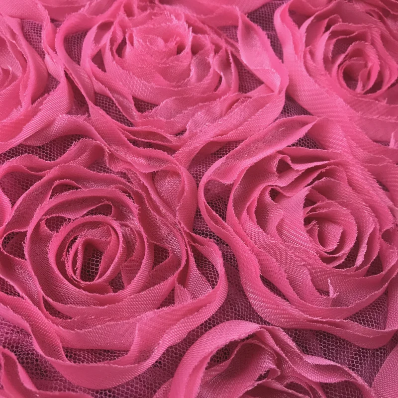 1 meter 128cm 50.39 width rose red 3D rose mesh embroidered fabric for dance wedding dress childrenwear MM216 free ship