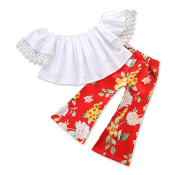 

Girl Clothing Sets New 2018 Summer Pure White T-Shirt Tops Flowers Leggings Pants 2pcs Clothing Set For Kids Baby Clothes 2-6Y