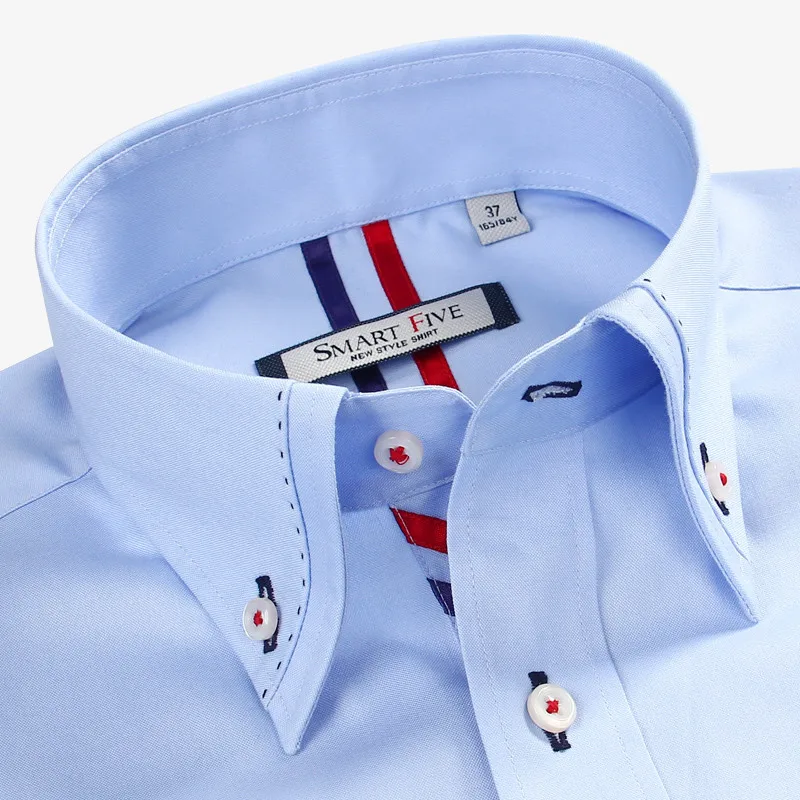 Мужская рубашка с длинным рукавом Smartfive белая Повседневная из 100% хлопка SFL4K62|sleeve