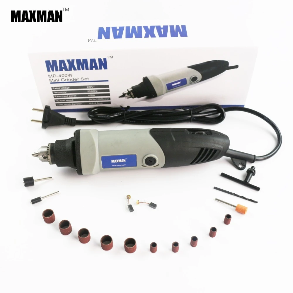 Электрический мини-точильный станок MAXMAN 400 Вт Taladro Dremel 0,6~ 6,5 мм, вращающийся инструмент с переменной скоростью, многофункциональные электроинструменты