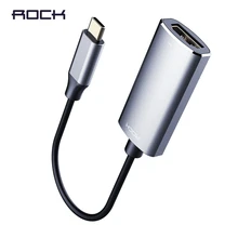 ROCK usb type C к HDMI Кабель-адаптер USB-C к HDMI адаптер конвертер «Папа-мама» для MacBook Matebook samsung S10 huawei P20