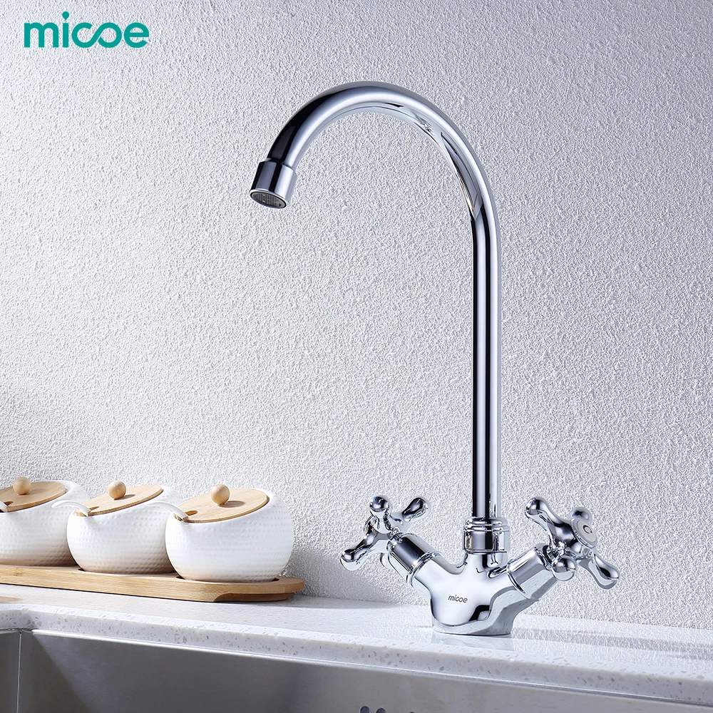 

Micoe Kitchen Faucet Kitchen Taps Sink Mixer Taps Deck Mounted Chrome Polished Basin Faucet Hot&Cold Water Swivel Mixer H-HC117