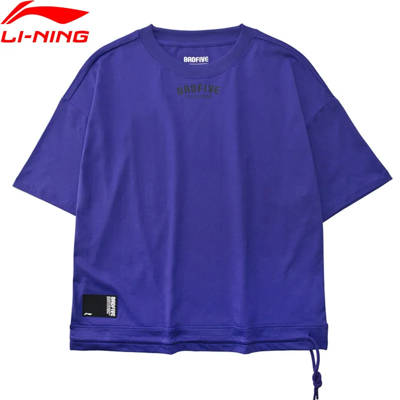 Женская свободная футболка Li Ning баскетбольная дышащая из 100% хлопка с подкладкой