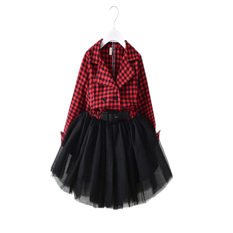 

Xmas Gift Toddler Baby Girls Princess Party Prom Tulle Checked tutu Dresses Patchwork Red Black Plaid Dresses Vestidos