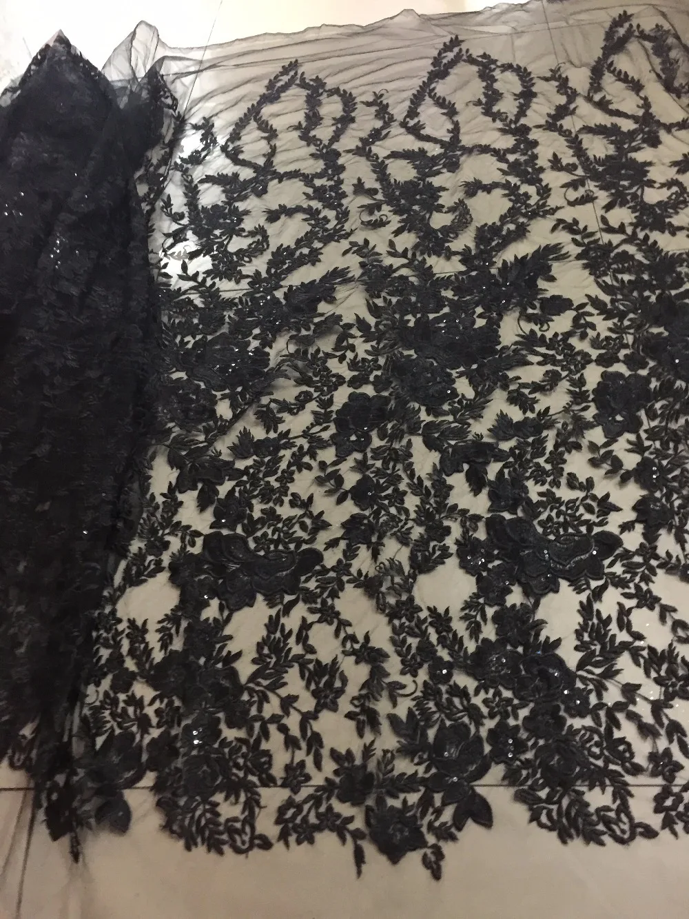 5yards 9205 1 rose floral black tulle mesh french embroidery tulle mesh