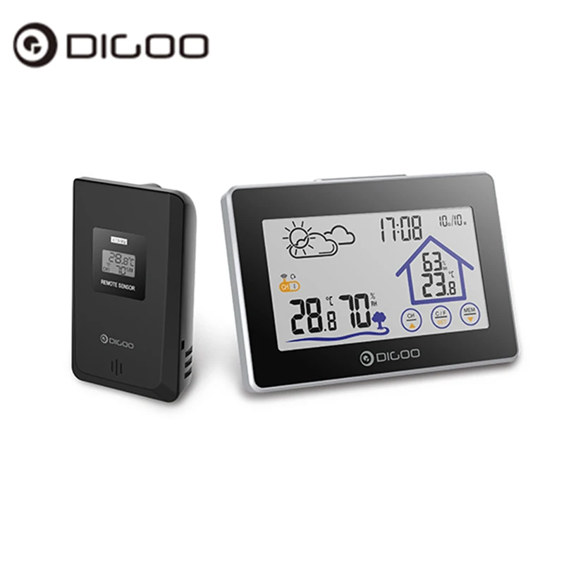 

Digoo DGTH8380 Wireless Touch Indoor Outdoor Weather Station Forecast Sensor Thermometer Hygrometer Meter Calendar 3CH Backlight