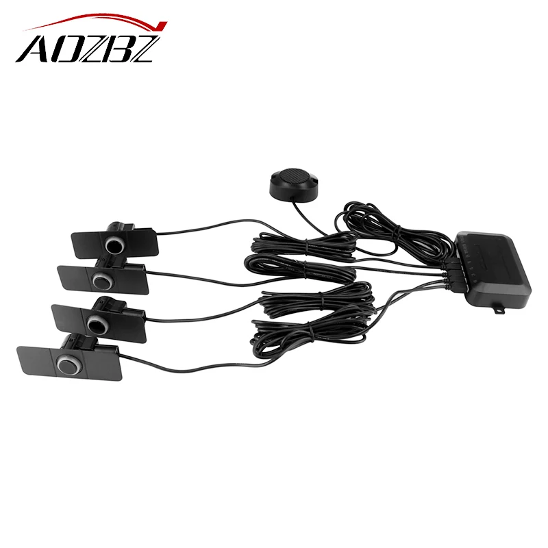 

AOZBZ Car Auto Parktronic Parking Sensors Reverse Backup Radar System with 4pcs Flat Sensor and Adjustable High/Low Sound Buzzer