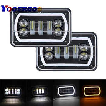

4X6 Led Headlight Square Light White Halo DRL Amber Turn Signal Sealed For Ford ATVs, SUV, truck, Fork lift, trains, boat, bus,