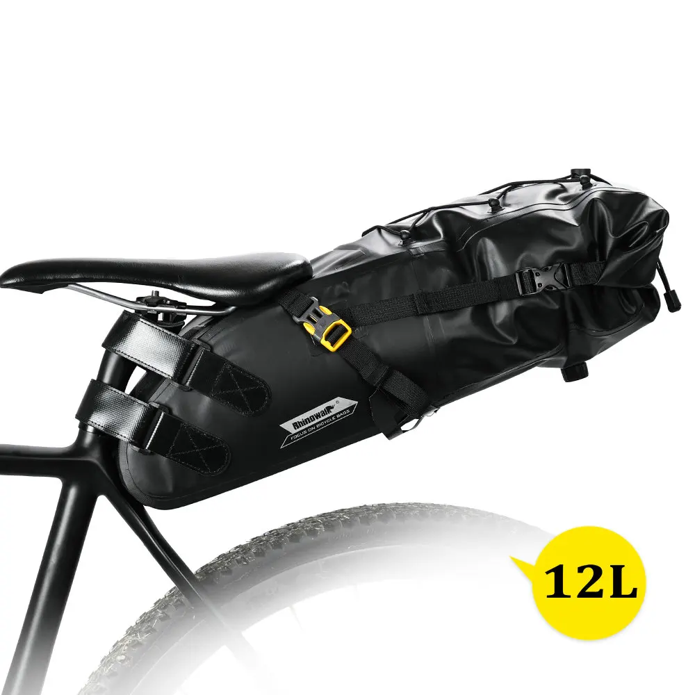 RHINOWALK 10L 12L полностью водонепроницаемая велосипедная седельная сумка для шоссейного горного велосипеда, велосипедная задняя стойка, сумка для багажа, Аксессуары для велосипеда - Цвет: 12L