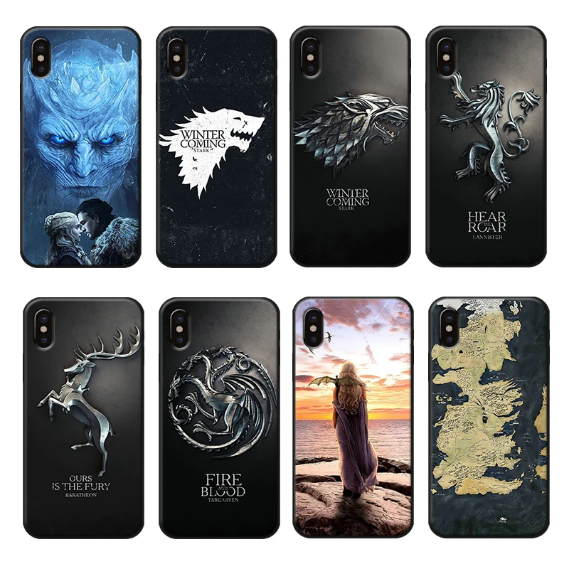 Game of Thrones Phone Case for iPhone 6 6s 7 8 Plus X XR XS Max Soft Shockproof Silicone Cover Jon Snow Dany Luxury |