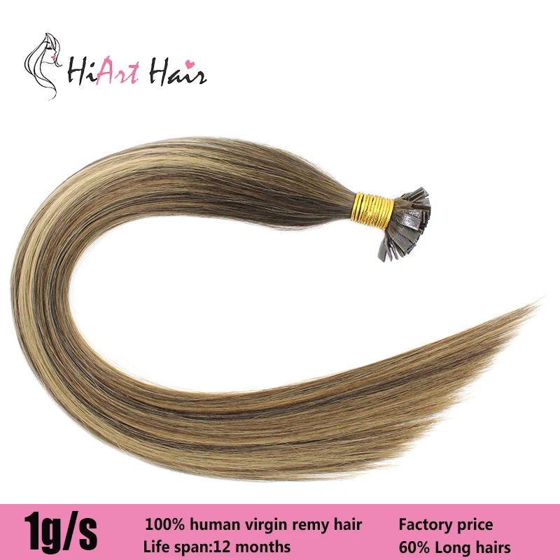 

HiArt 1g/pc Flat Tip Hair Extensions In Human Remy Hair Extension Salon Keratin Balayage Double Drawn Straight 18"20"22"