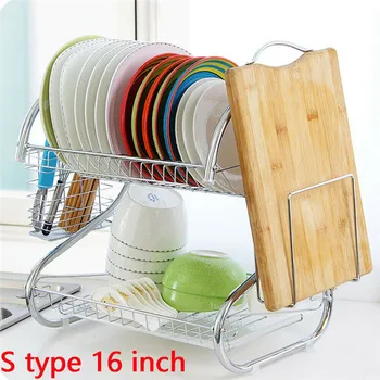 

Kitchen Tools Storage Stainless Steel Dish Rack Over Sink Bowl Shelf Organizer Nonslip Cutlery Holder