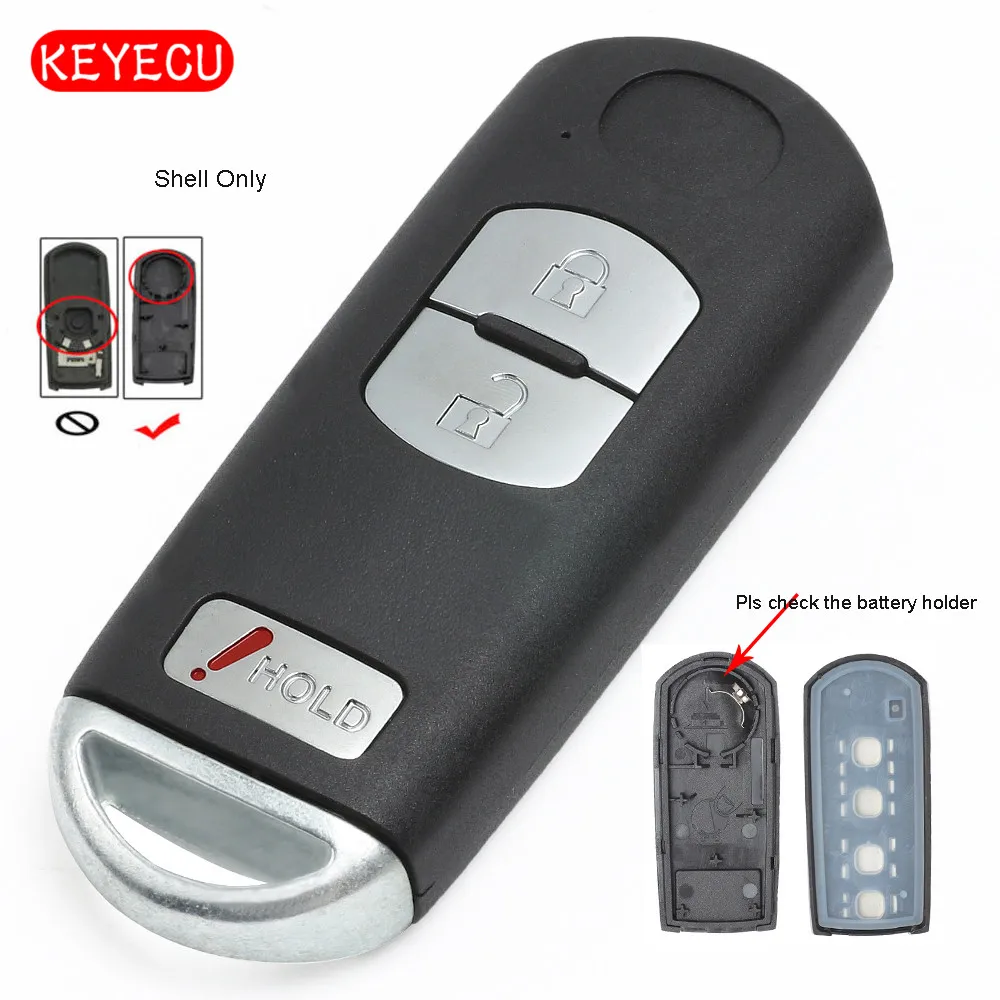 Keyecu Smart Remote Key Shell Case 2 Button+Hold Button for Mazda 3 5 6