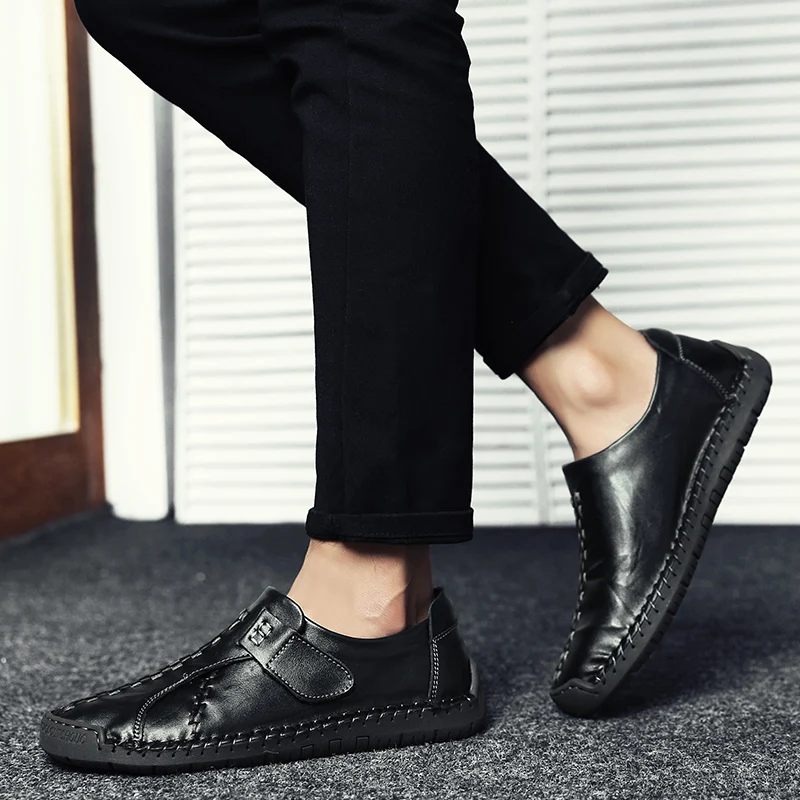 Мужские лоферы, обувь 2019 года, новая модная мужская повседневная кожаная обувь, удобные мужские мокасины на плоской подошве для вождения