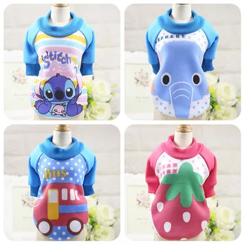 

D76 New Autumn Winter Pet Dog Coat Clothes Cartoon Print Puppy dog Hoodies Coat Soft Fleece Sweatercoat for Small Dogs Cats