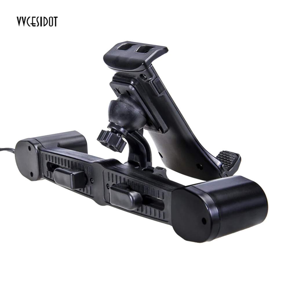 Car Phone Holder with Dual-USB 12V Car Charger for Mobile Phones Auto Rear Headrest Telescopic Rotatable Mount Stand Holder Car Phone Holder with Dual-USB 12V Car Charger for Mobile Phones Auto Rear Headrest Telescopic Rotatable Mount Stand Holder