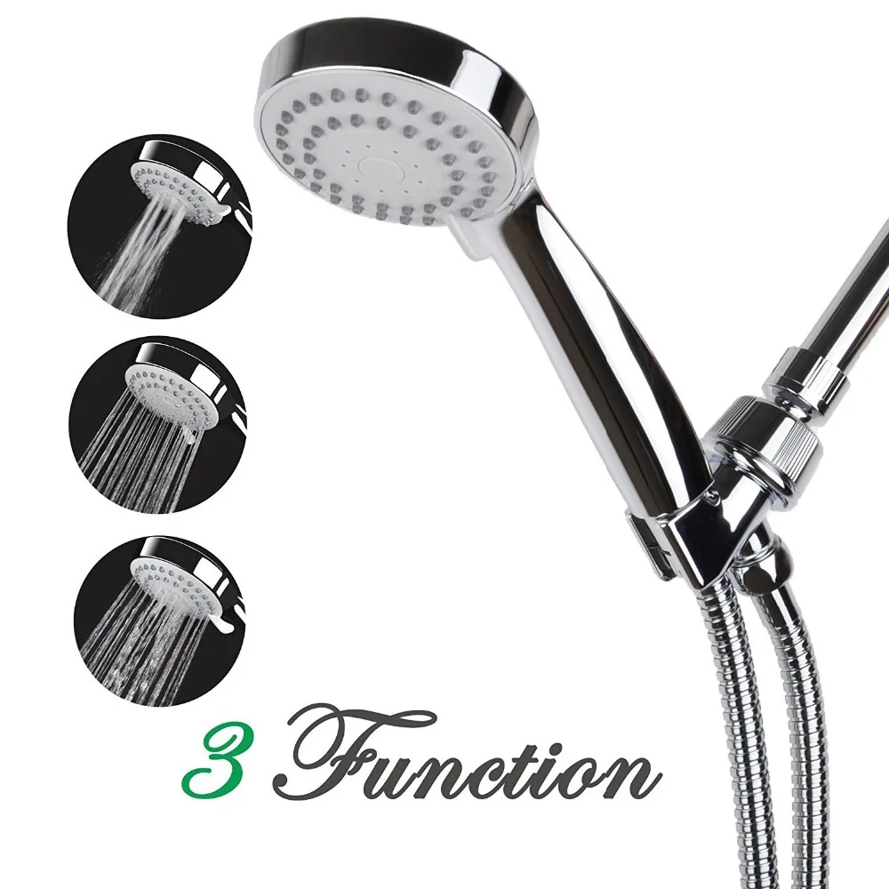 Handheld Shower Head High Pressure 3 Spray Settings Massage Spa Detachable Hand Held Showerhead Chrome Face with Hose | Обустройство