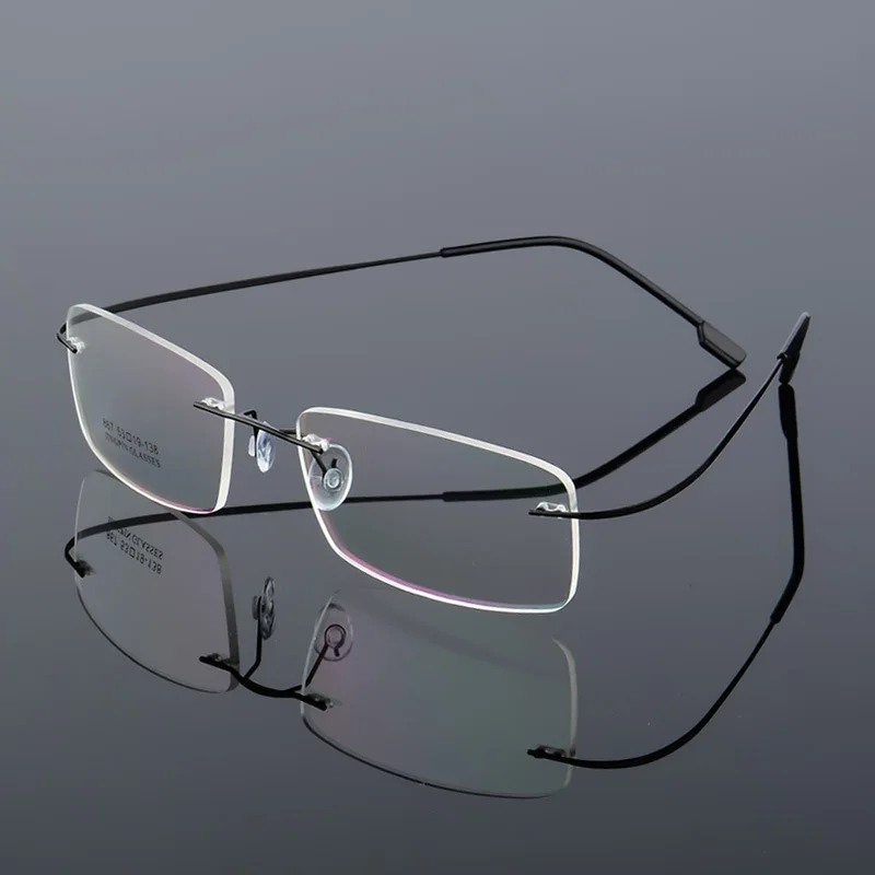 Ultra light Flexible Memory Titanium Rimless Reading Glasses Diopter +1 ...