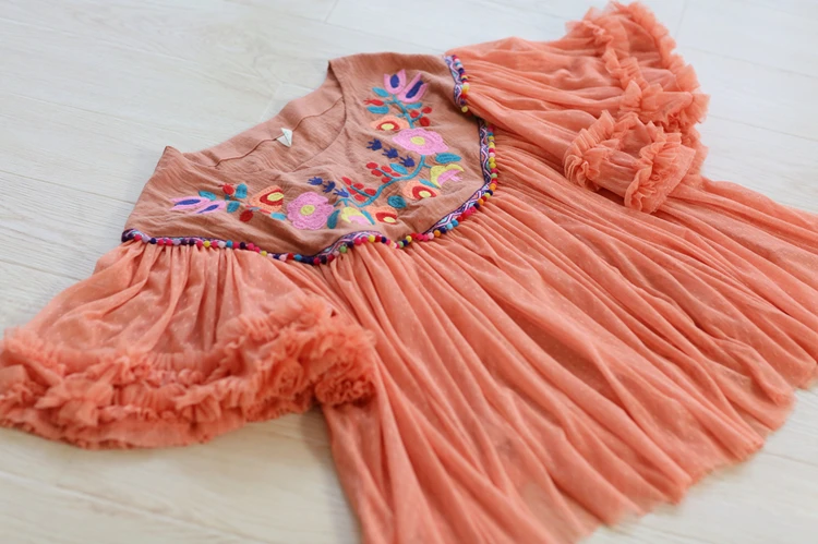Blusas женские Топы Блузка и суд вышитые трубы рукава свободные большие размеры с коротким рукавом Idyllic рубашка женская