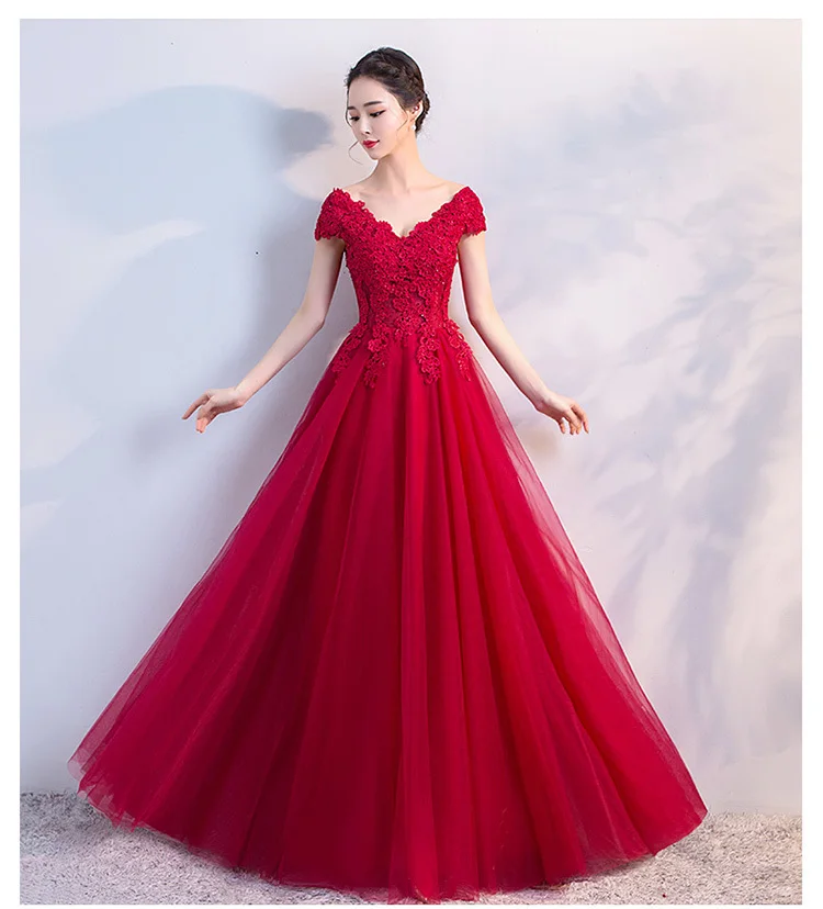 Элегантные красные Бальные платья с v-образным вырезом и рукавом-крылышком, бальные платья с аппликацией из бисера
