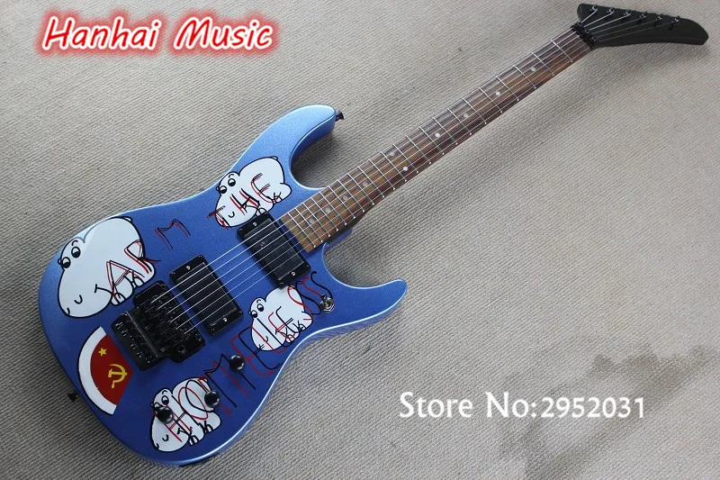 Free-Shipping-Electric-Guitar-with-font-b-Blue-b-font-Color-Pig-Pattern-Black-Hardware-with.jpg