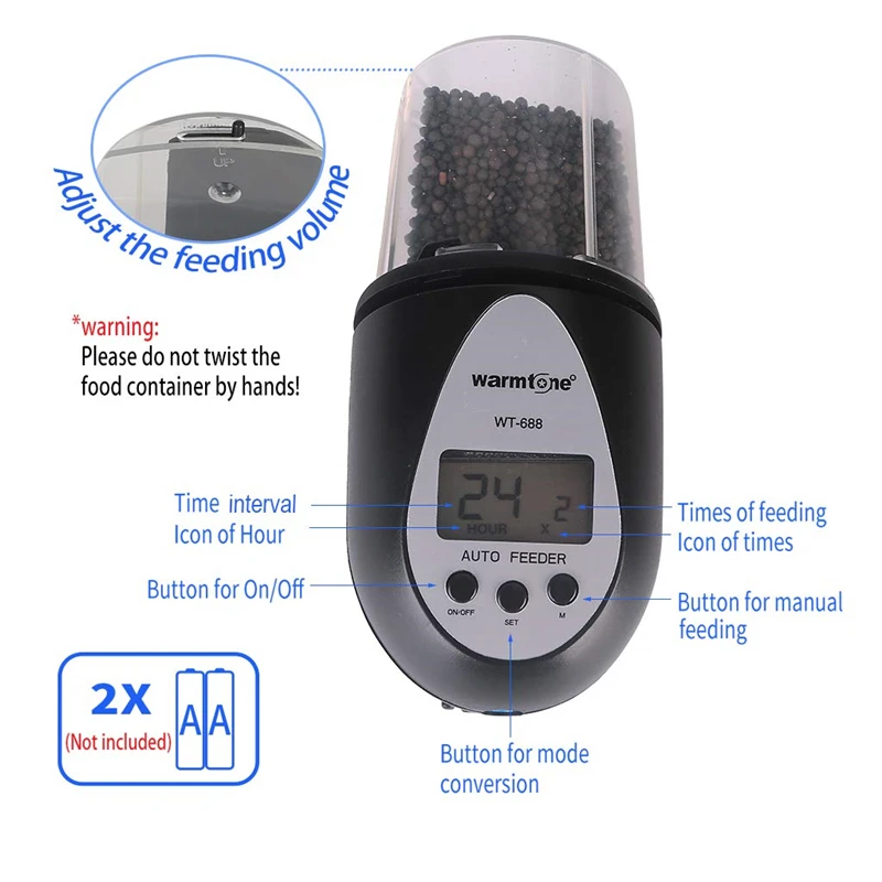 2 Portable Automatic Electrical Fish Feeder Digital  Fish Tank Timer Feeder Home Aquarium Tank Food Feeding Weekend Holiday Helper
