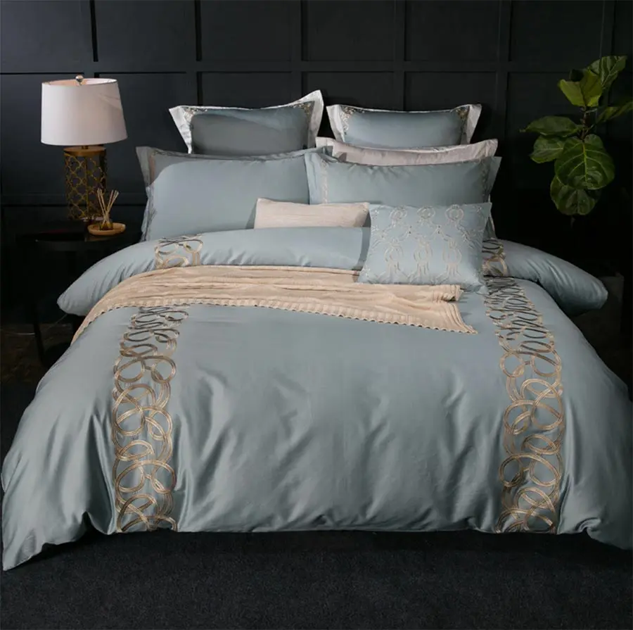 Европейский двойной спальный набор для взрослых, полная королева король хлопок вышитые геометрические домашний текстиль простыня