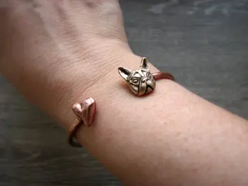 

Wholesale Unique Trendy Vintage French Bulldog Bangles Antique Silver Bronze Copper Bangles For Women Men High Quality Design