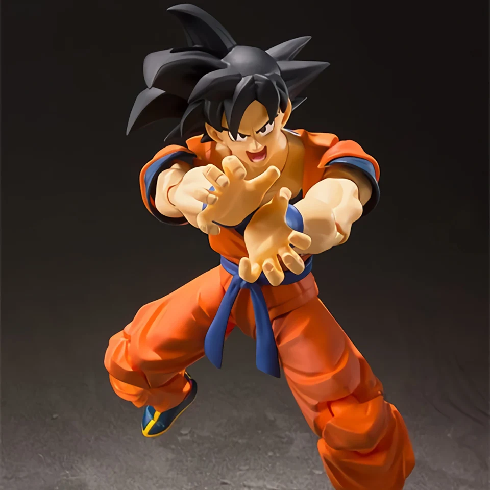 Tronzo Оригинальный Bandai S. H. Figuarts СВЧ Dragon Ball Гоку Saiyan поднятый на земле Рисунок ПВХ модель игрушки Goku черная фигурка волос