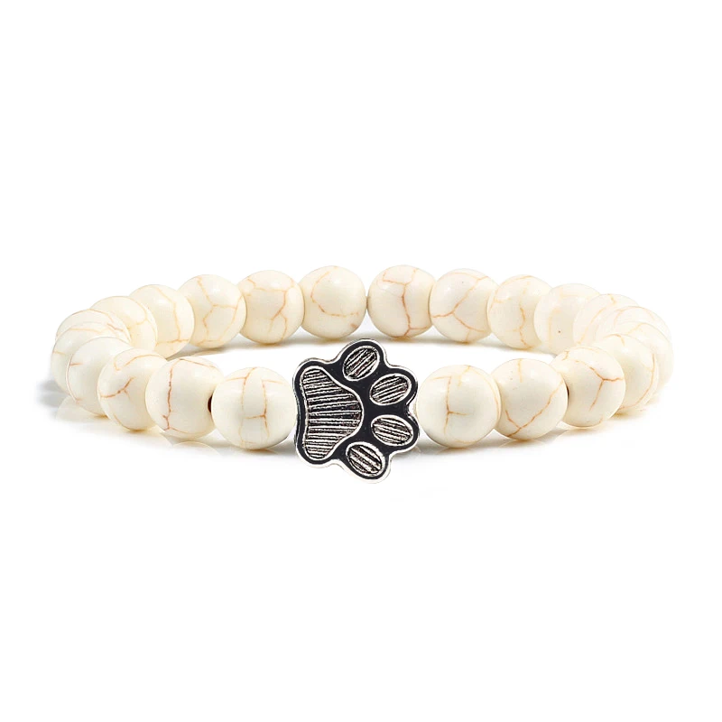 

Yellow line Natural Stone Beads Bracelet Dog Claw Cat Jewelry Leopard Cross Accessories Bracelets Bangles For Women Fashion Gift