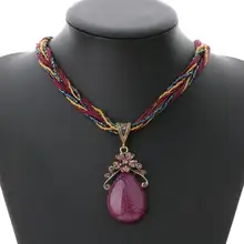 Elegant fashion style retro ethnic style alloy rhinestone necklace Pendant Chain Choker Bib Statement Necklace