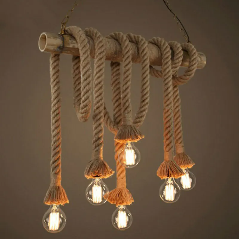 

Hemp Rope Pendant Lights Vintage Retro Loft Industrial Hanging Lamp for Living Room Kitchen Home Light Fixtures Decor Luminaire
