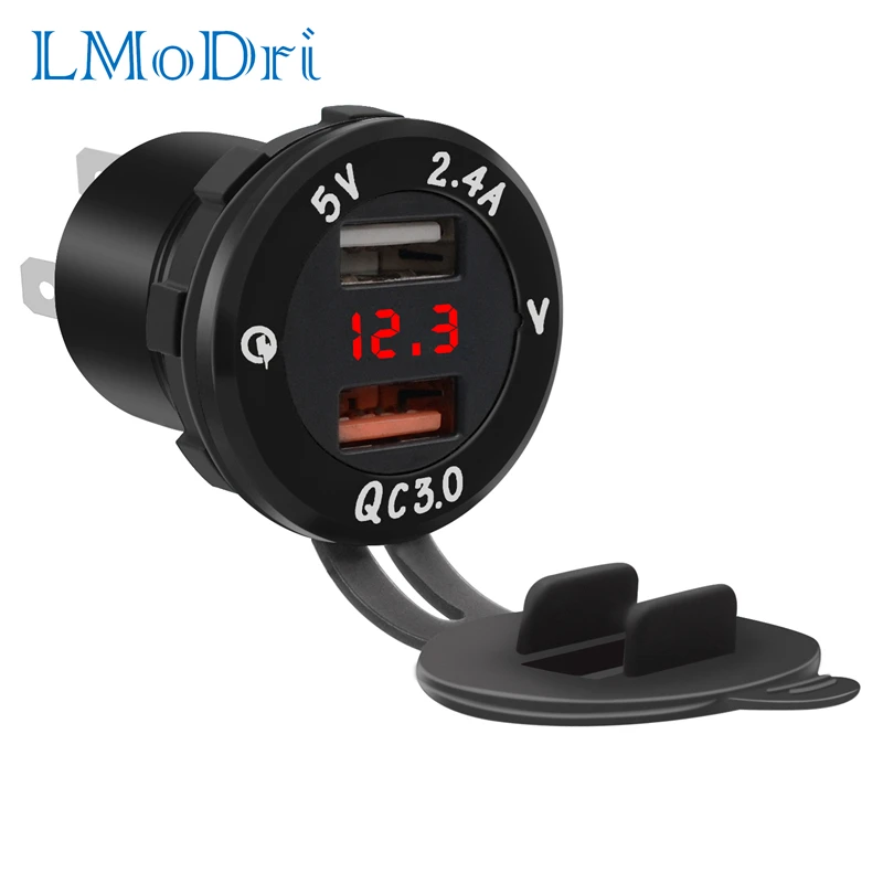 

LMoDri Car Quick Charger Intelligent QC 3.0 Power Adapter Dual USB Vehicle DC 12 V-24 V Cigarette Socket Lighter 2 port iPhone