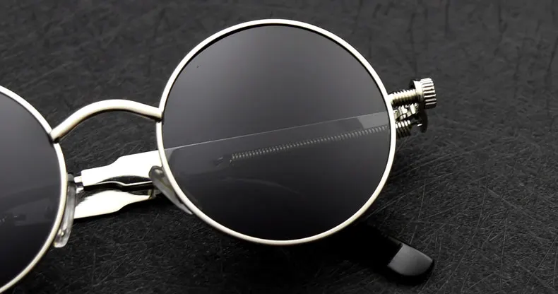 Винтажные поляризационные солнцезащитные очки, для мужчин и женщин, круглые очки в металлической оправе в стиле стимпанк, дизайнерские очки со степенью защиты UV400