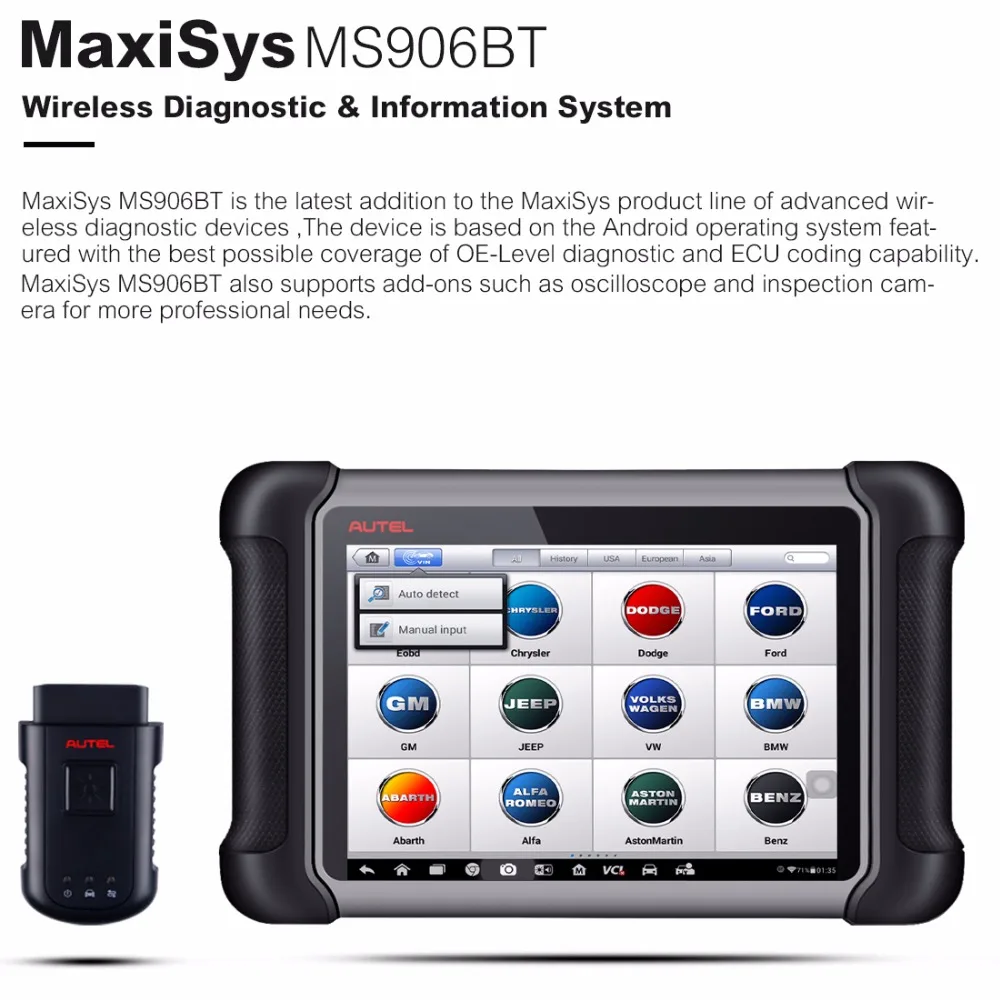 Autel Maxisys MS906BT сканирующий инструмент pro OBD2 автоматический сканер диагностический инструмент OBD 2 Автомобильный диагностический сканер Eobd автомобильный сканирующий инструмент