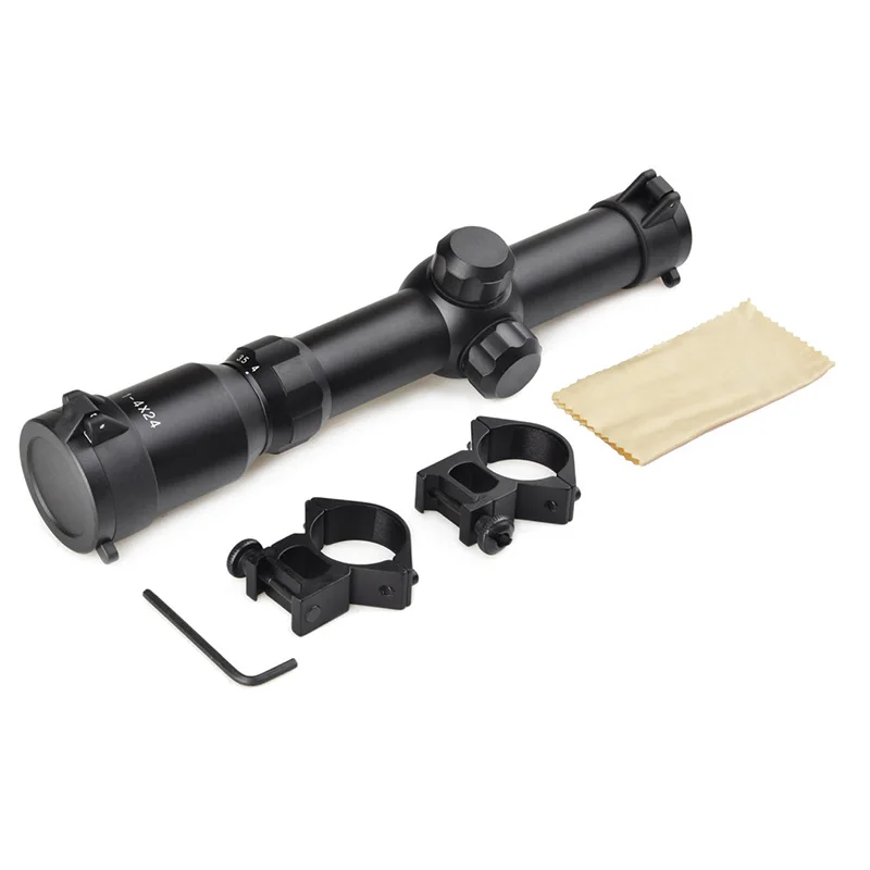 

SEIGNEER Tactics Magnification 1-4x24 IR Rifle Sighting Scope Red illuminated Scope with Ring Mount For Hunting Shooting AO3039