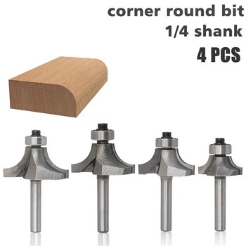 

4Pcs Radius Round Over Edge Forming Router Bit-1/4 Inch Shank