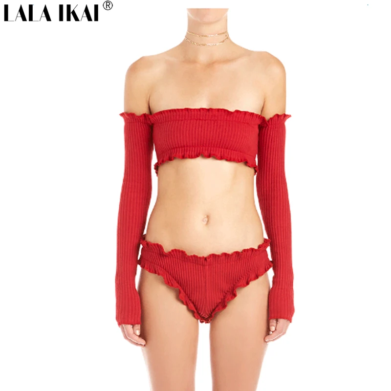 long sleeve red swimsuit