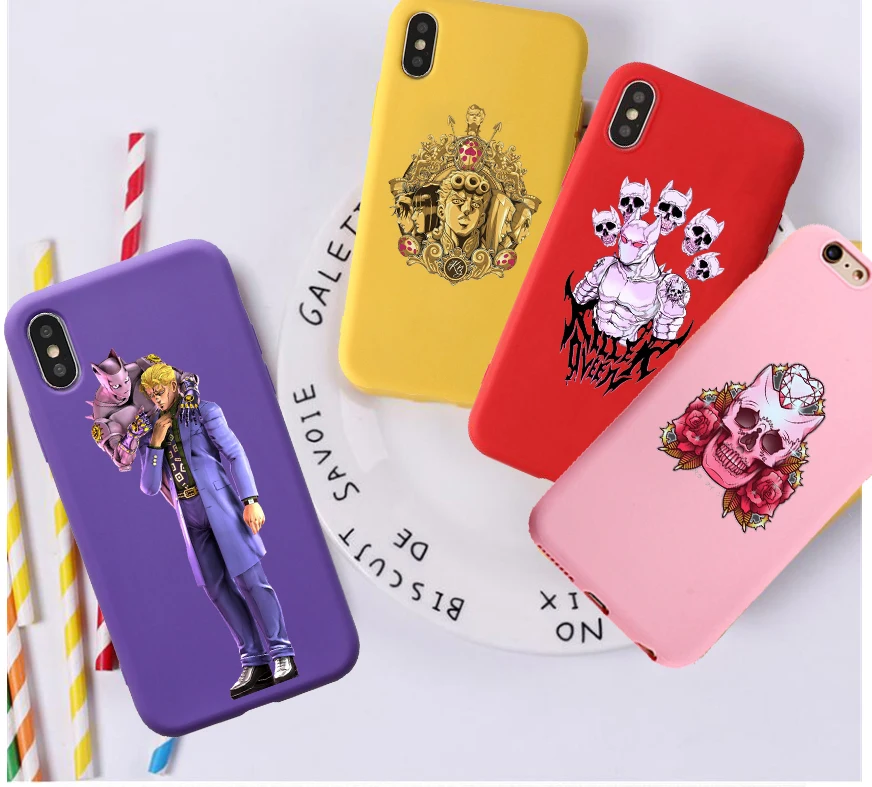 Italy Bruno Bucciarati Candy Color TPU Case phone For iphoneX XS XR XSMAX JOJO's amazing adventure Pink Red Yellow White Cover |