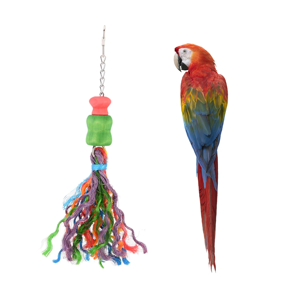 Peck Chewing Parrot Toys pet bird parrots sisal rope hanging toy chew