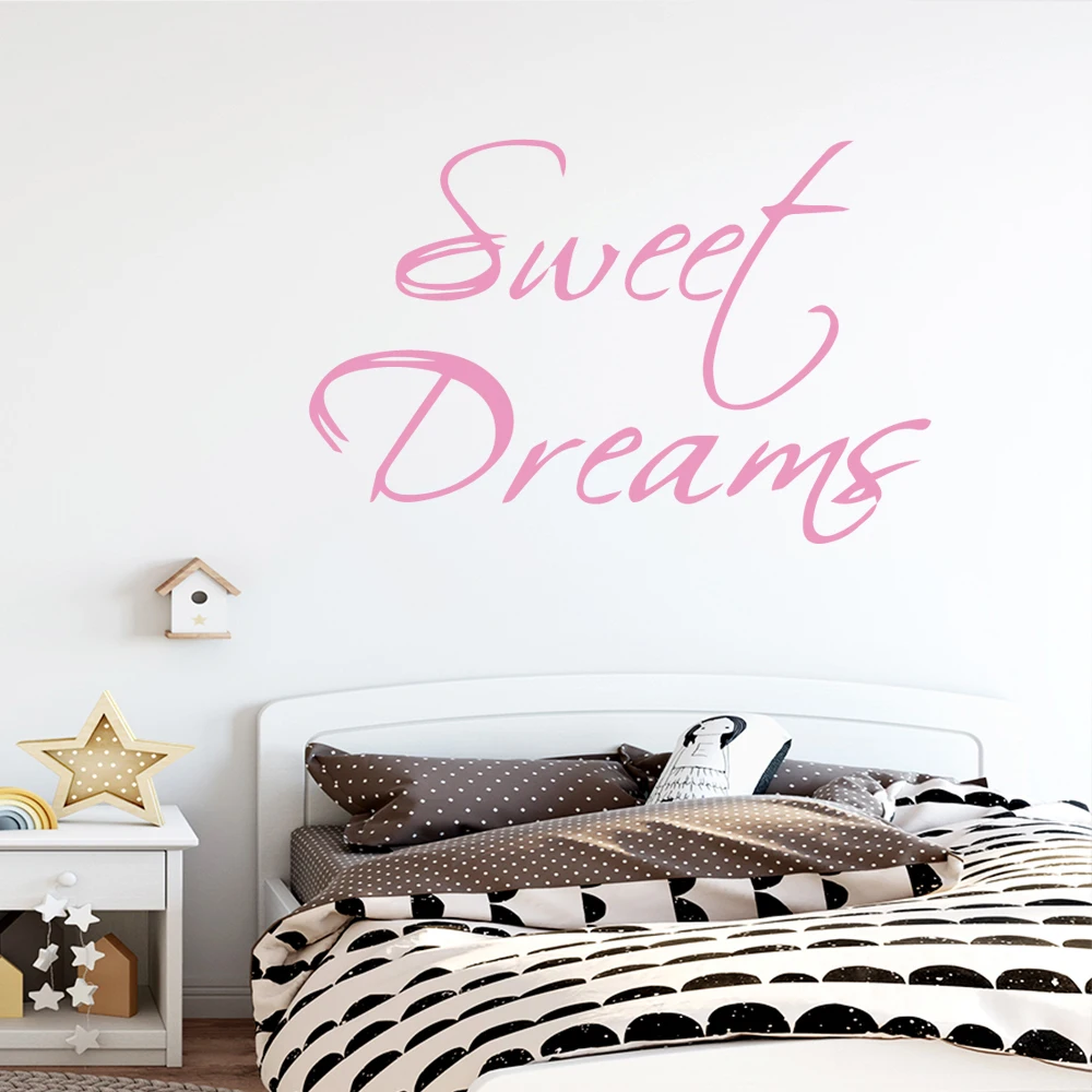 

Drop Shipping Sweet Dream Quote Home Decoration Wall Art Sticker For Girl Room Wall Vinyls Bedroom Decals naklejki na sciane