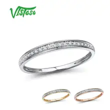 VISTOSO Подлинная 14 к белый/желтый/кольца из розового золота для леди блестящие алмазные помолвки юбилей простой стиль вечные ювелирные изделия