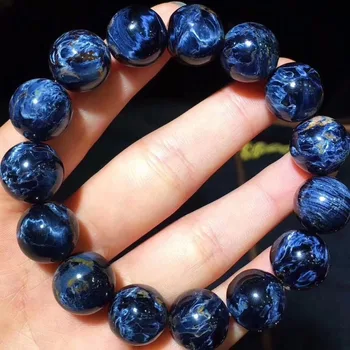 

Genuine Natural Blue Pietersite Big Round Beads Bracelet 14mm Women Men Powerful Stretch Crystal Bracelet AAAA
