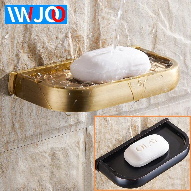 IWJOO Modern Wall Mounted Bathroom Soap Box Bathroom Brass Soap Dish Storage Rack Drainage Soap Dish  Bathroom Accessories