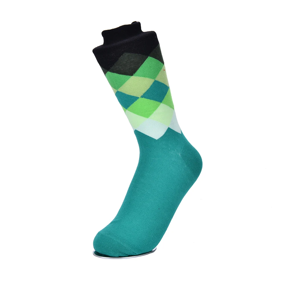 1 пара, 10 цветов, британский стиль, в клетку, градиентный цвет, Элитные Длинные хлопковые носки с ромбиками, счастливые носки - Цвет: as shown