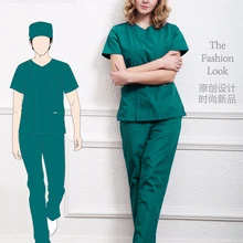 Короткий рукав медицинские наборы для скраба врач-медсестра равномерной стоматологическая клиника Красота Салон спецодежды комбинезоны Pet рабочая одежда для больниц