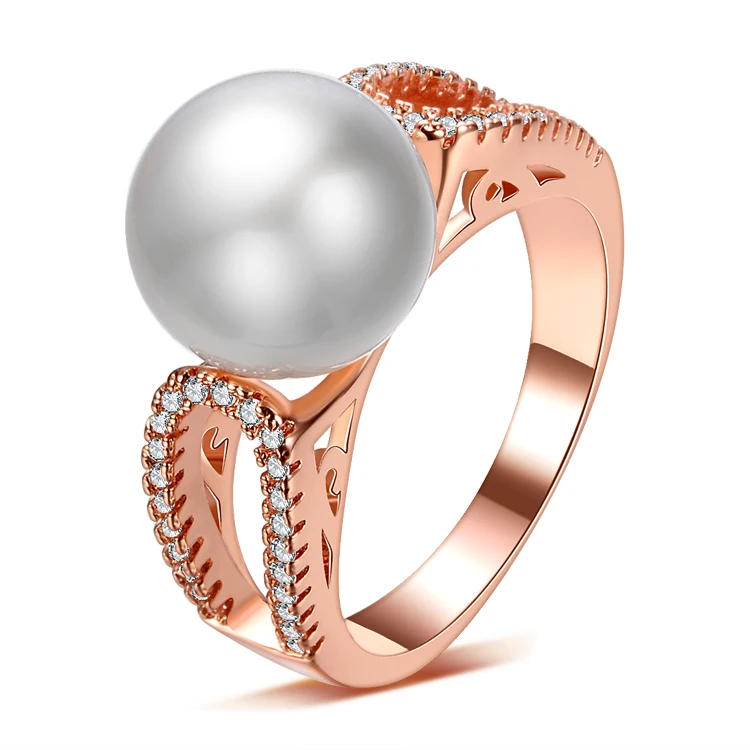 

2016 new arrival high quality imitation shell pearl 925 sterling silver ladies`finger wedding rings jewelry wholesale