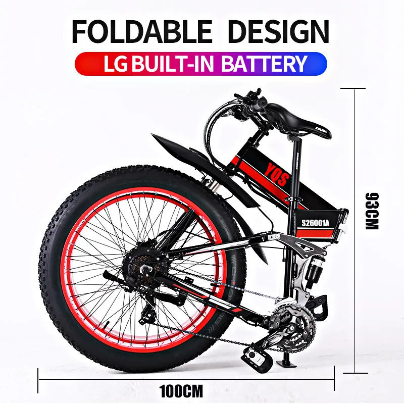 Best YQS 1000W Snow ebike Beach Electric bicycle 26 inch 48V  lithium motor bike 2