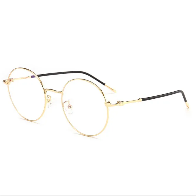 Imwete, очки для глаз, для мужчин и женщин, металлические Компьютерные очки, очки, прозрачные круглые очки, оправа, очки - Цвет оправы: Золотой