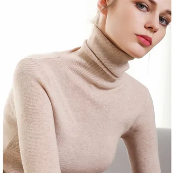 

Casual Turtleneck Slim Knitted Sweater Pullover Women Autumn Winter Fashion Solid Pull Femme Jumpers Long Sleeve Sueter Mujer